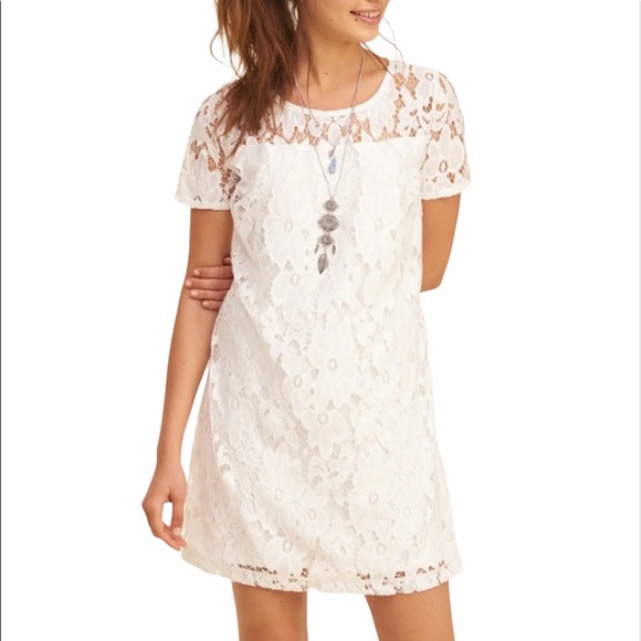 Hollister Dresses & Skirts - Hollister Cream Lace Short Sleeve Mini Dress XS